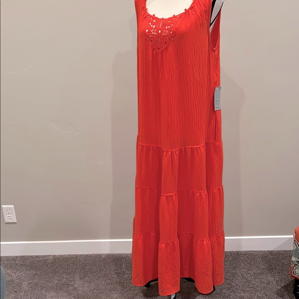 🌴⛱️NWT Elegant Papaya ⛱️🧡Sleeveless MIDI Dress Size L